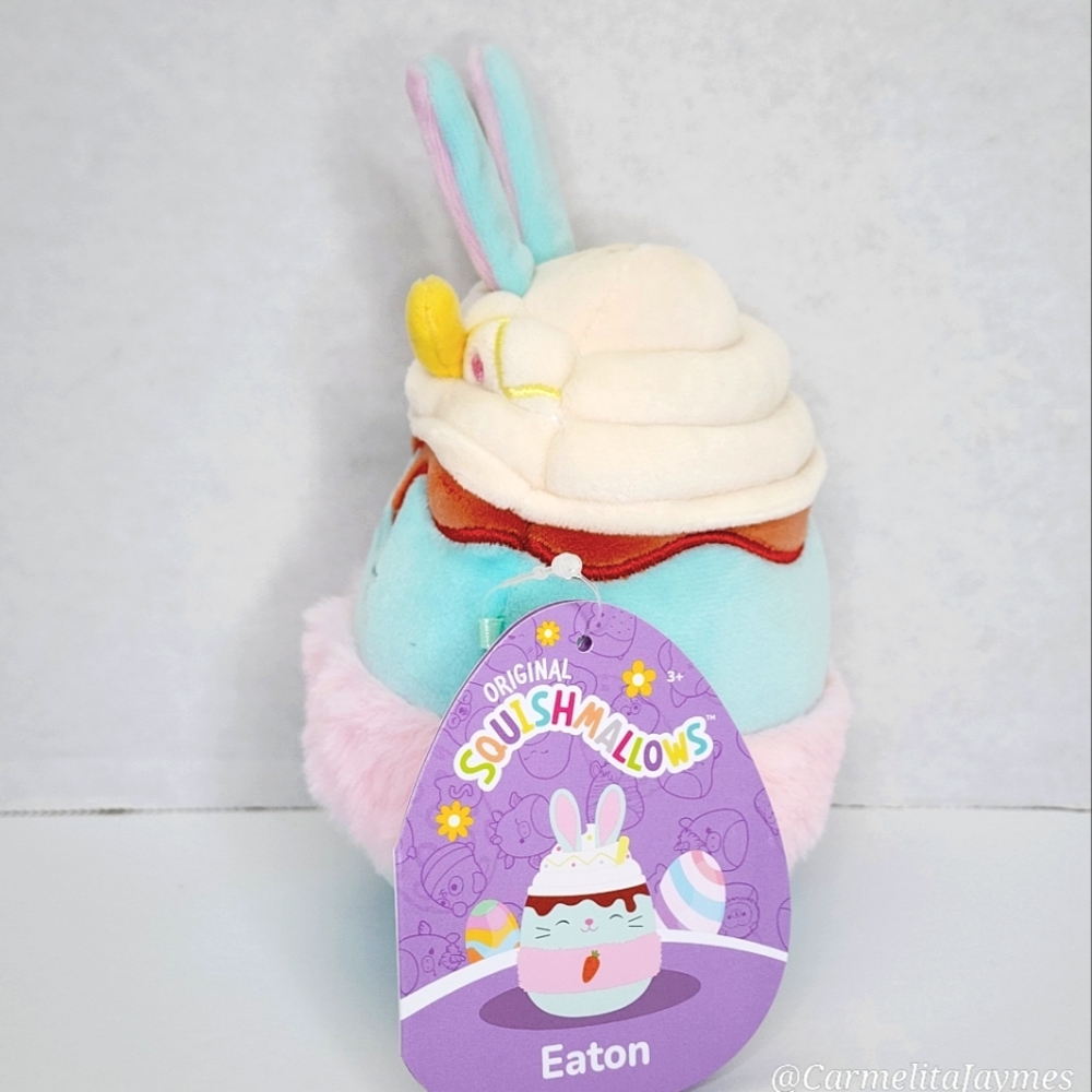 🐣 EATON 🐰🧁 Blue Bunny Milkshake Pink Fur Carrot Easter 2025 Squishmallow NWT - Picture 2 of 9